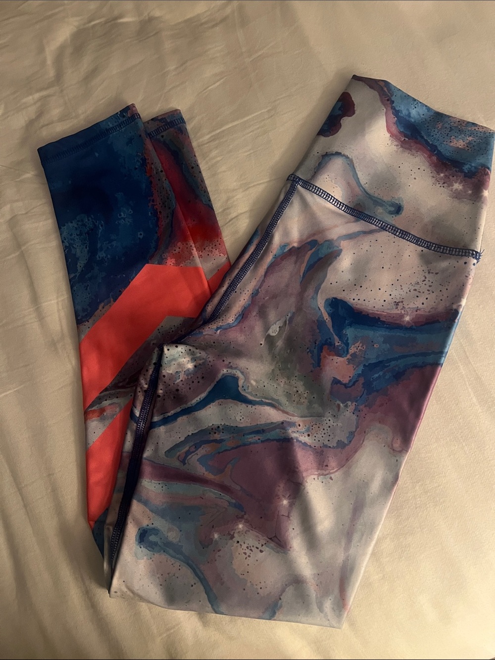 Marbled Blue & Pink Active Leggings for Women
